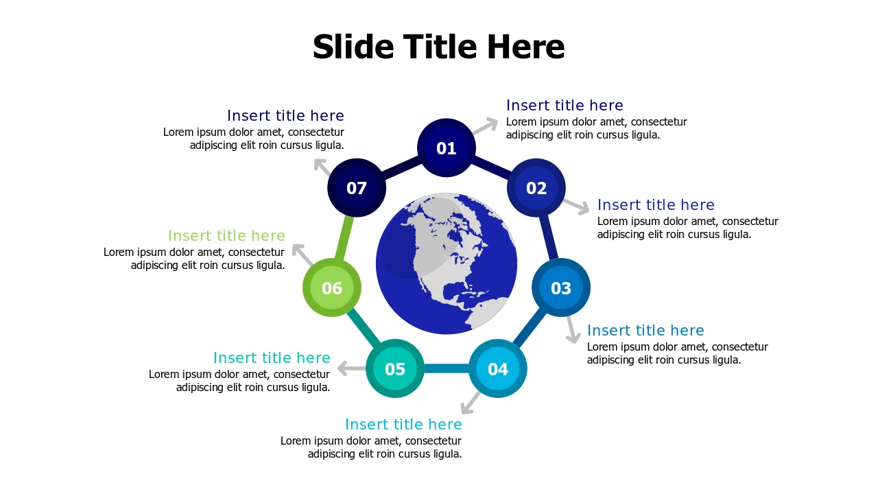 Global Process Flow Seven Step Circle | Arrows | PPT Design