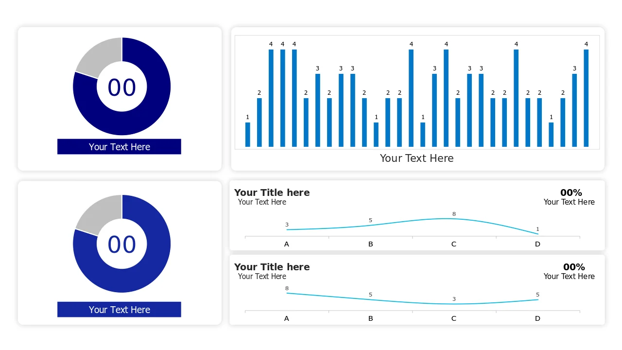 Four Chart Analytics Dashboard Layout | PPT Design