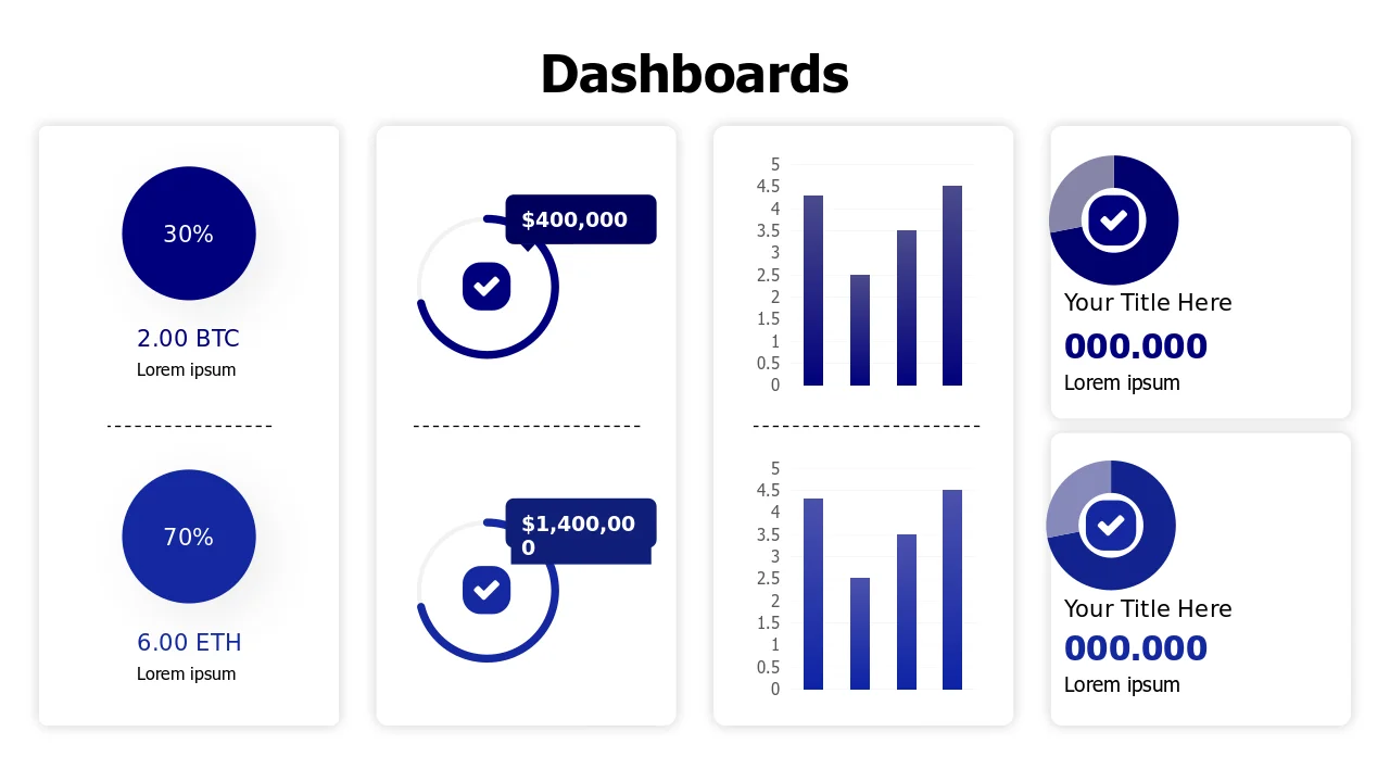 8-Widget Business Analytics Dashboard Template | PPT Design