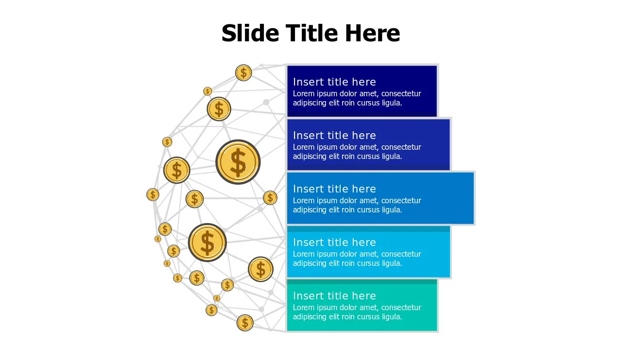 Five Step Financial Process Coin Infographic | PPT Design