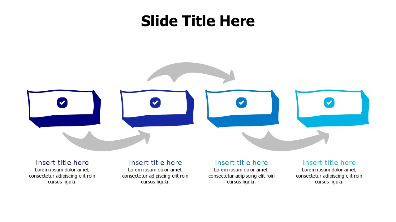 4-Step Circular Arrow Process Blocks | Arrows | PPT Design