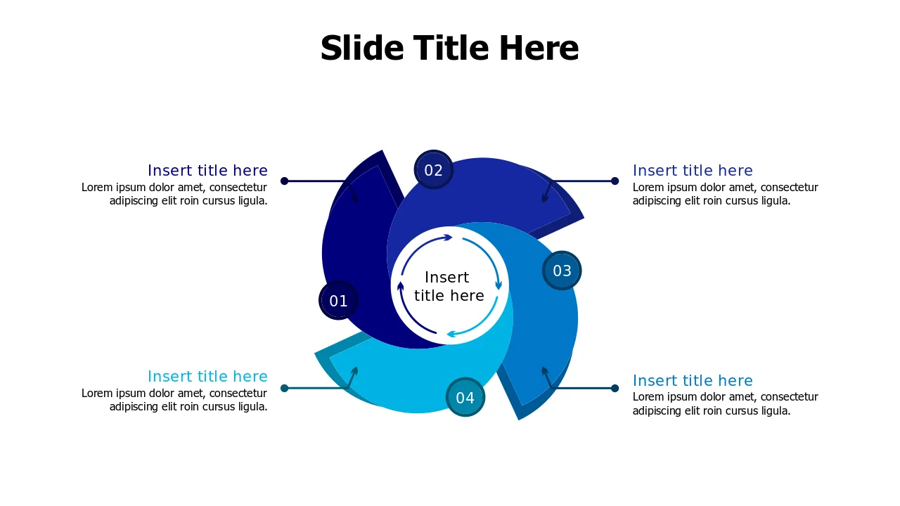 4-Section Circular Process Flow Diagram | Round | PPT Design