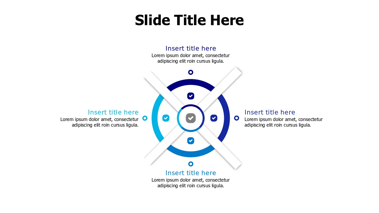 Central Hub 4-Point Circular Diagram | Round | PPT Design