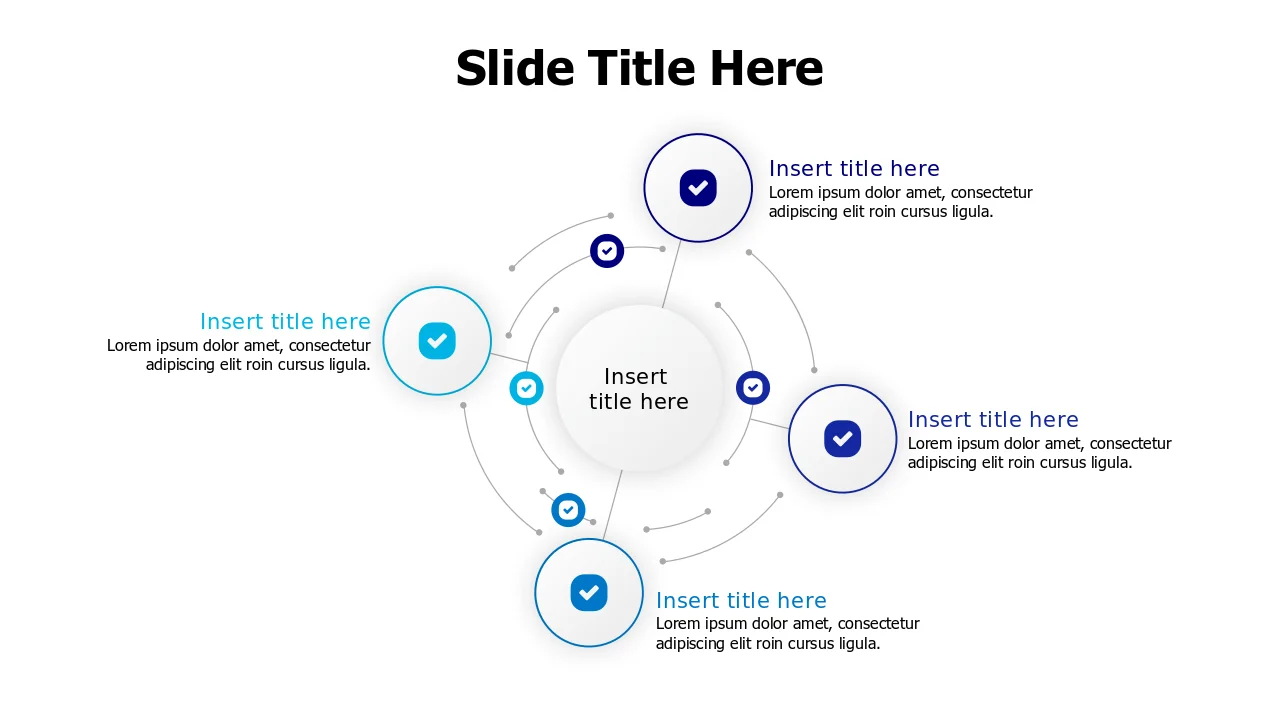 Four Point Circular Network Branching Diagram | PPT Design