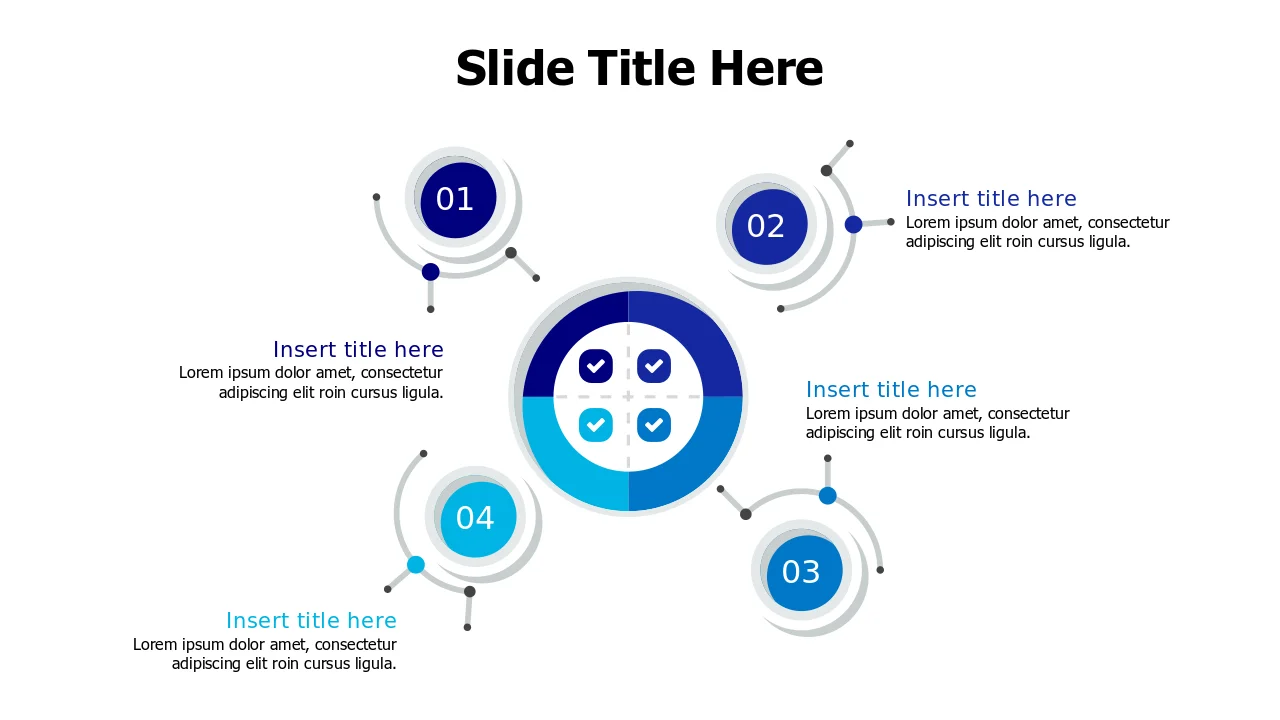 4-Step Central Hub Process Diagram | Round | PPT Design