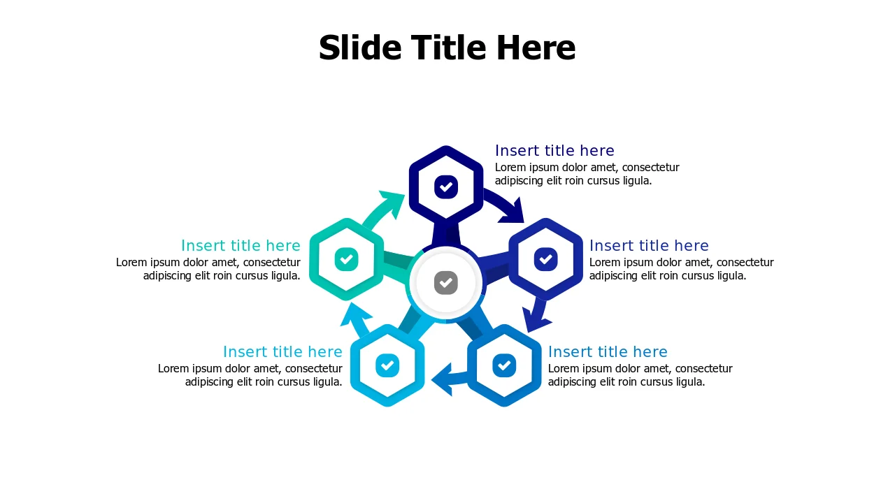 5-Step Hexagon Process Flow Diagram | Arrows | PPT Design
