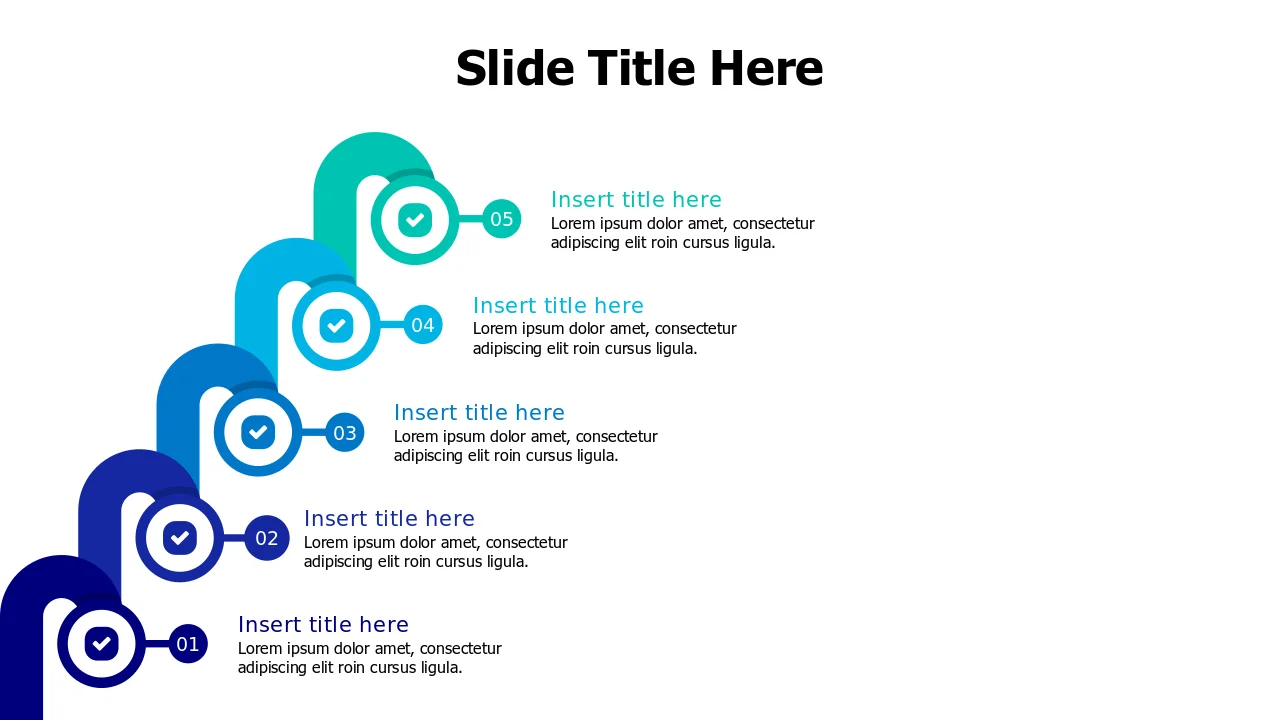 Overlapping Process Step Visuals 5-Step Overlapping Circles Process Timeline | PPT Design