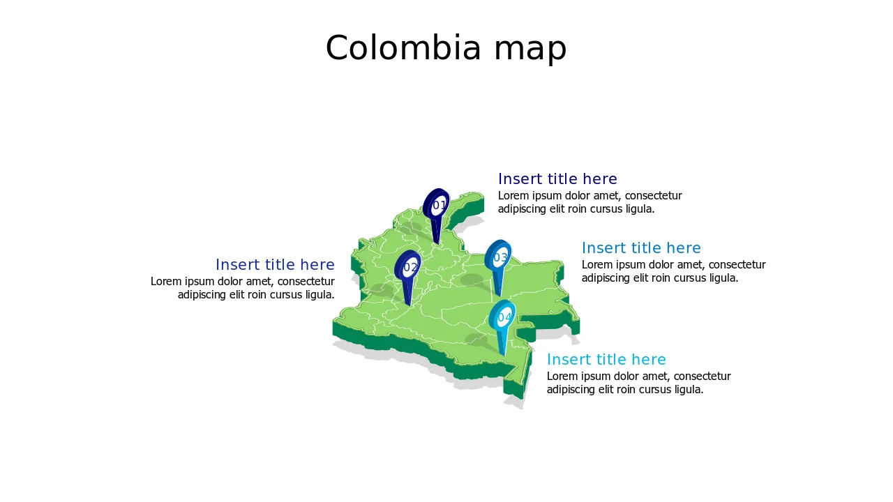 Colombia Territory Location Pin Map | 3D | PPT Design