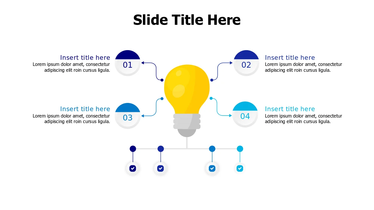 Four Point Innovation Lightbulb Diagram | PPT Design