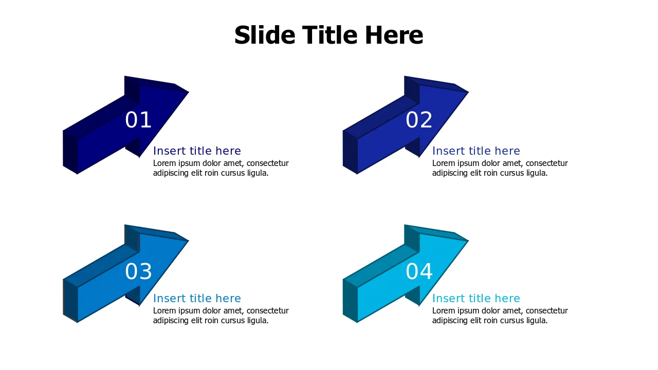 Four Step Process 3D Arrow Layout | 3D | PPT Design