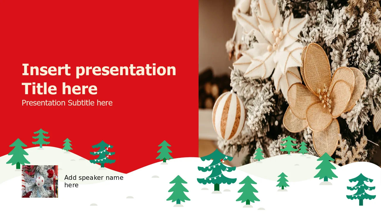 Christmas Tree Snow Hills Cover Slide | PPT Design