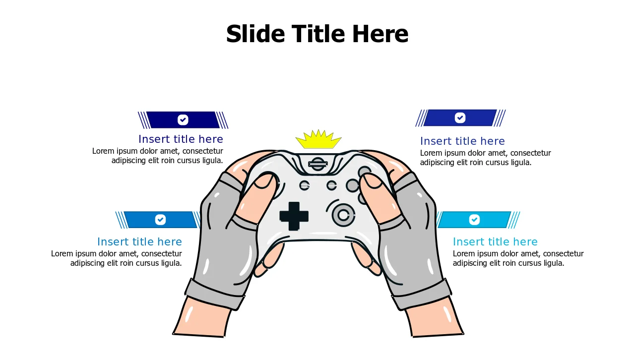 Infographic On Controllers Gaming Controller Four-Point Feature Infograph… | PPT Design
