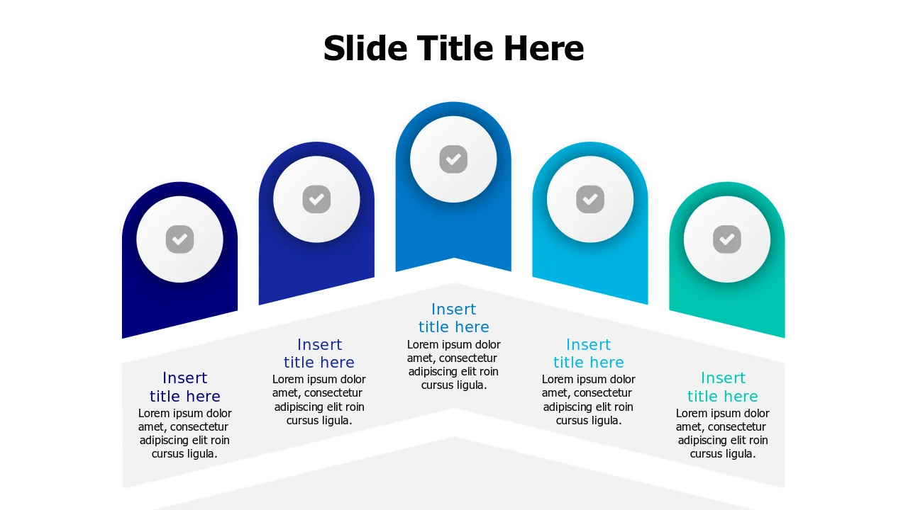 Five Step Curved Banner Process Flow — Alterna… | PPT Design
