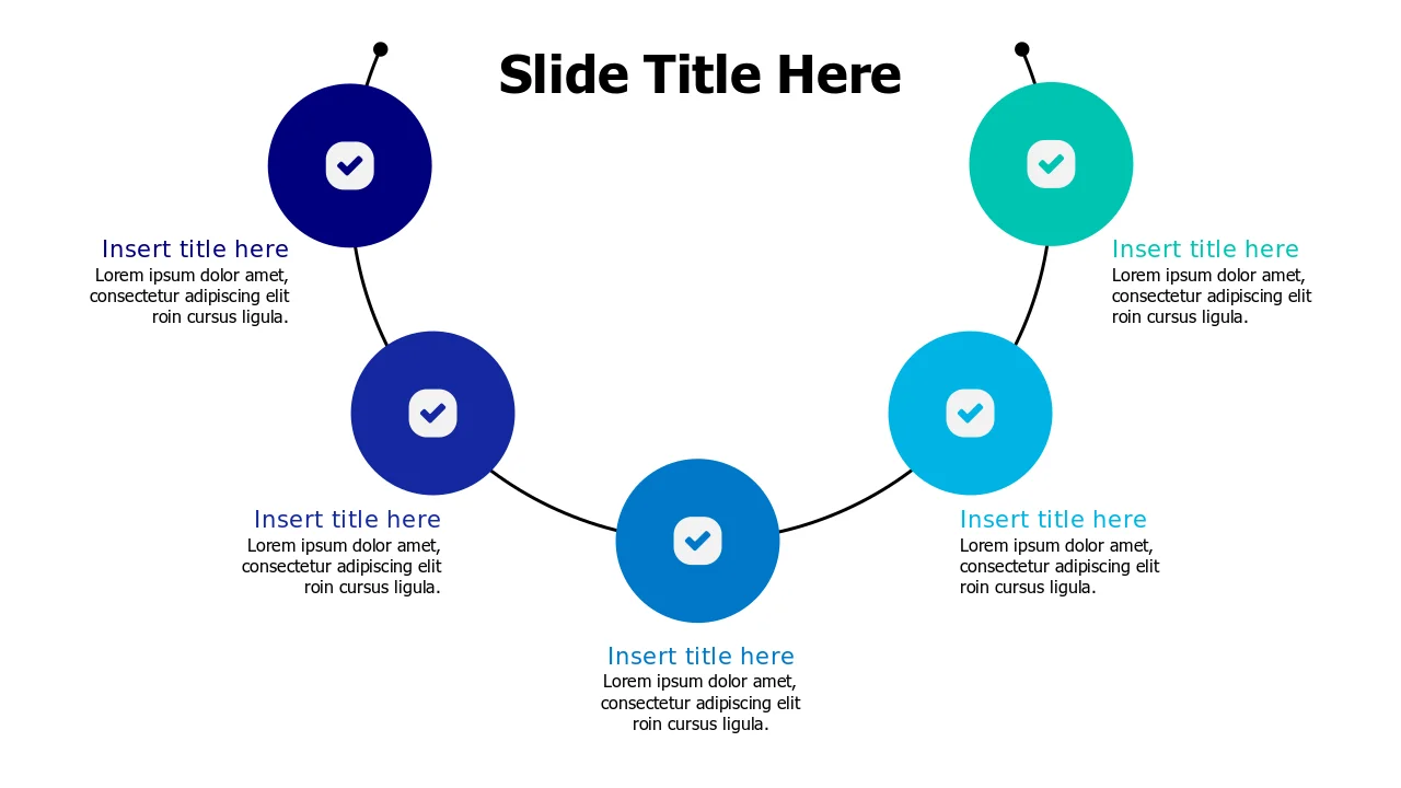 Five Point Central Hub Process Diagram | Round | PPT Design