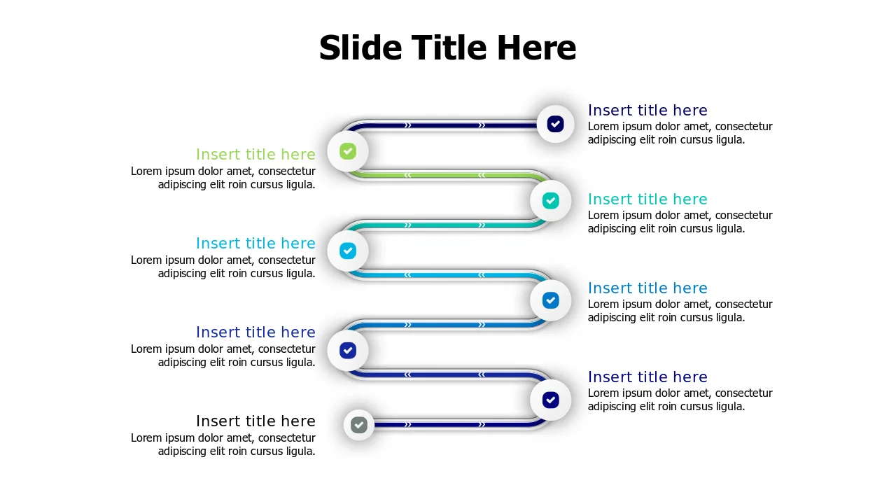 Six Step Curved Arrow Process Flow | PPT Design