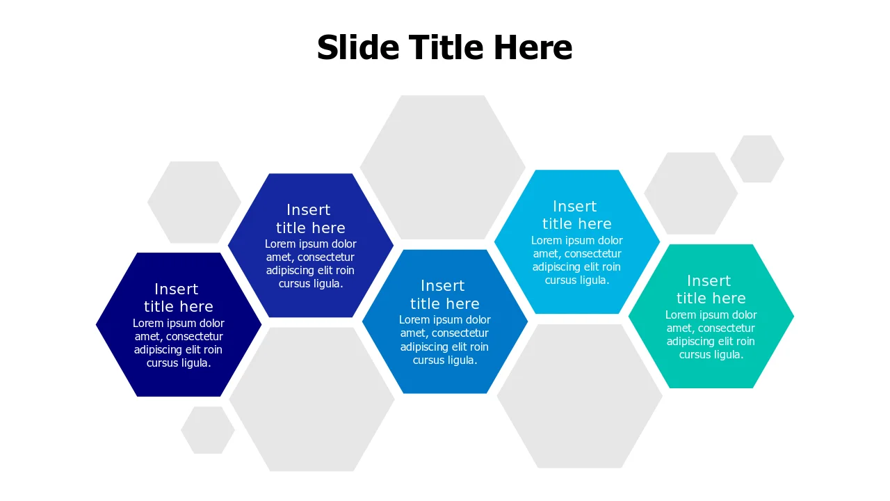 Five Section Hexagonal Process Flow | Hexagon | PPT Design