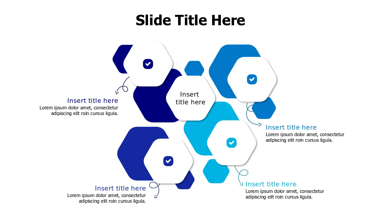 4-Branch Hexagonal Process Flow Diagram | PPT Design