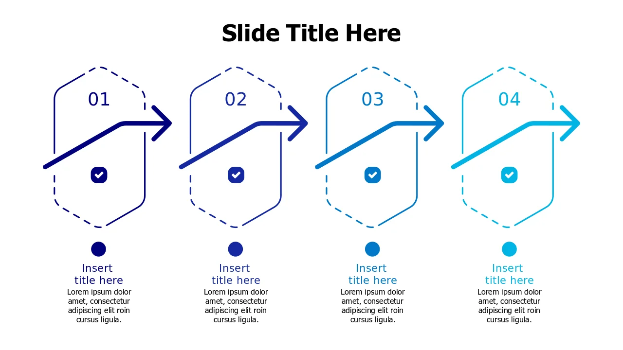 4-Step Hexagonal Arrow Process Flow | Arrows | PPT Design