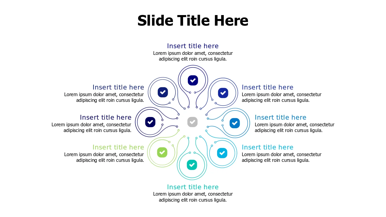 Design Tech Hub Layout 8-Point Technology Hub Circular Layout | PPT Design