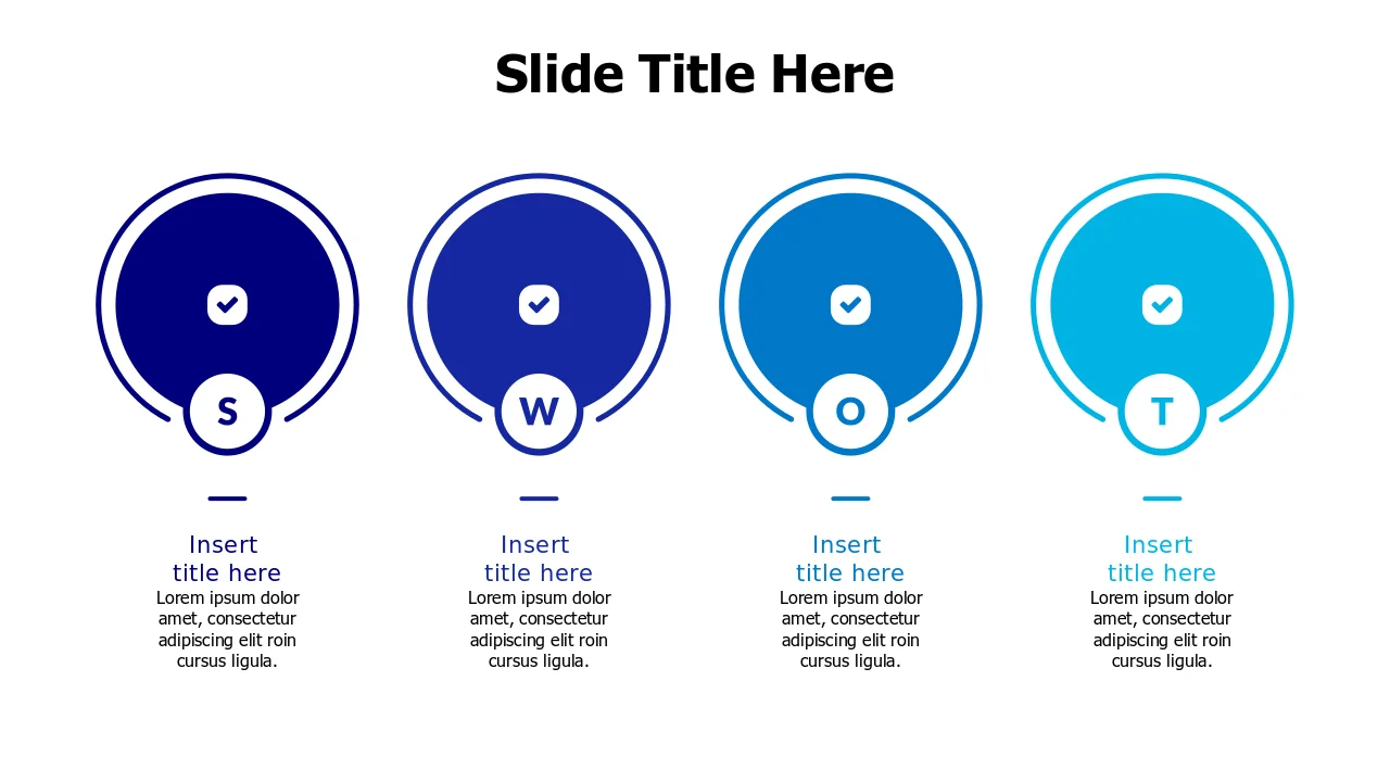 SWOT Analysis Four Circle Badge Layout | SWOT | PPT Design