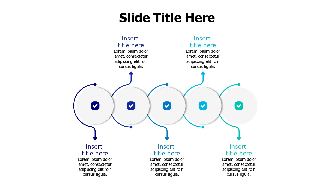 Five Step Process Flow Chain Diagram | Arrows | PPT Design