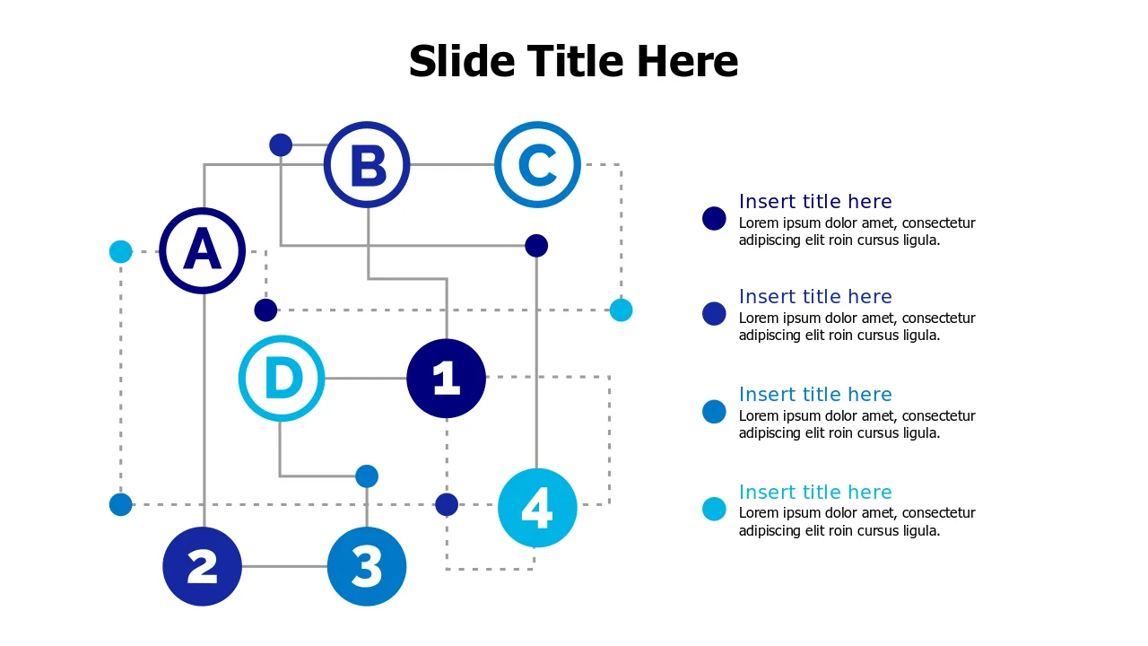 Four Point Grid Flow Process Diagram | PPT Design