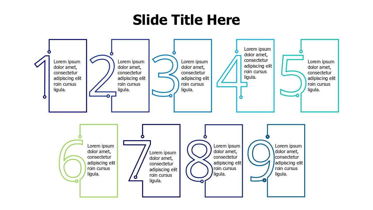 Nine Step Numbered Cards Layout | Numbering | PPT Design