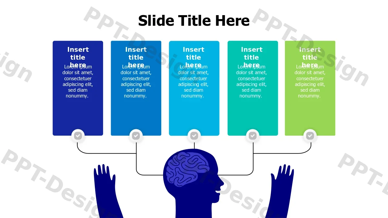 Brain Thinking Process Five Column Infographic | PPT Design