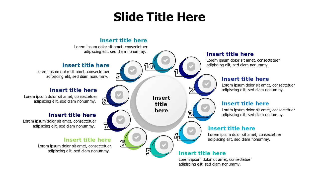 Ten Step Circular Process Flow Diagram | Round | PPT Design
