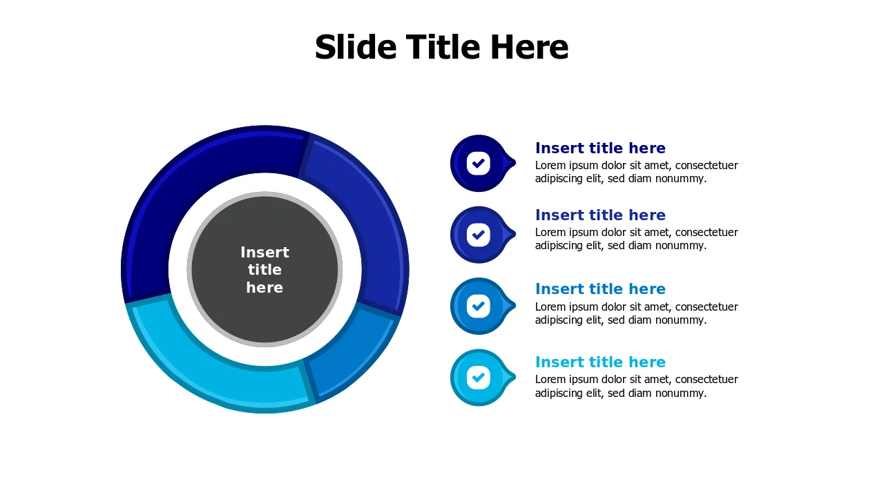 Four-Section Circular Process Branching Diagram | PPT Design