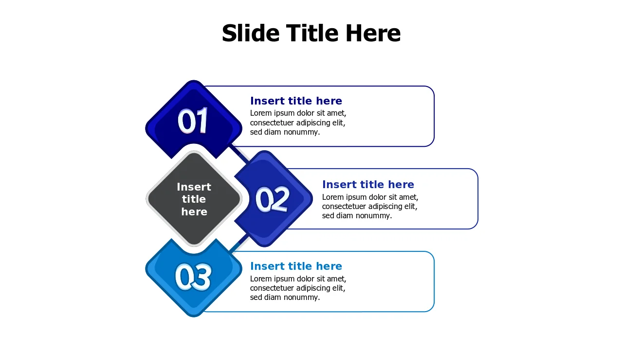 Three Chain Process Powerpoint Graphics Three Step Diamond Chain Process Flow | PPT Design