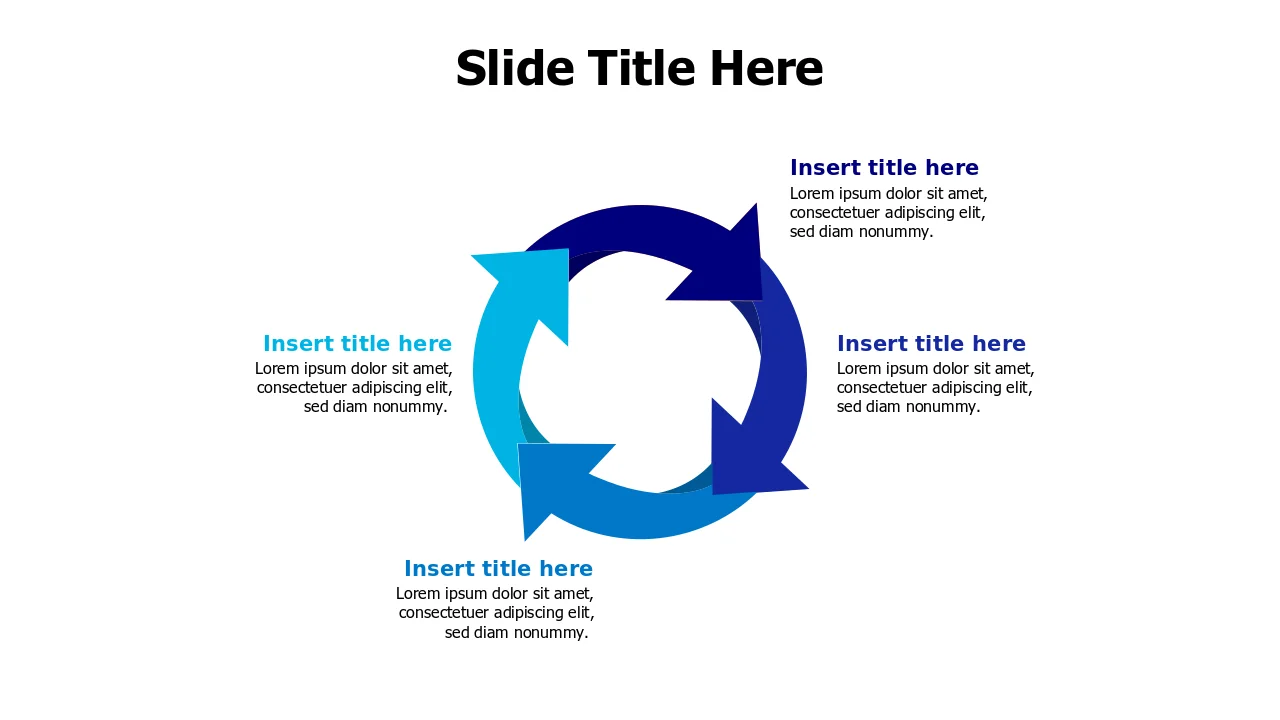 Four Point Circular Arrow Process Flow | Arrows | PPT Design
