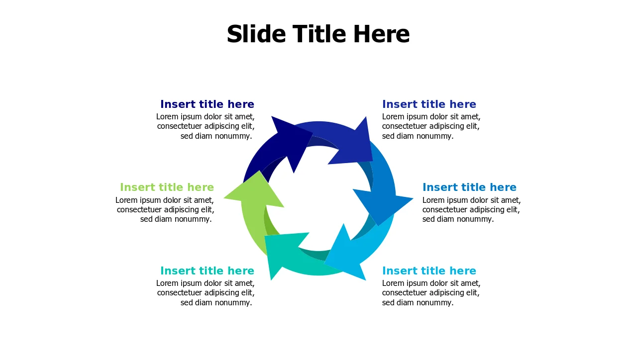 Six Step Circular Arrow Process Diagram | PPT Design