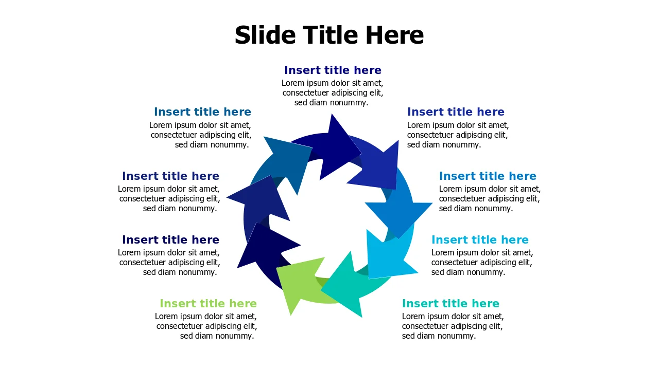 Nine Step Circular Arrow Process Flow | Arrows | PPT Design