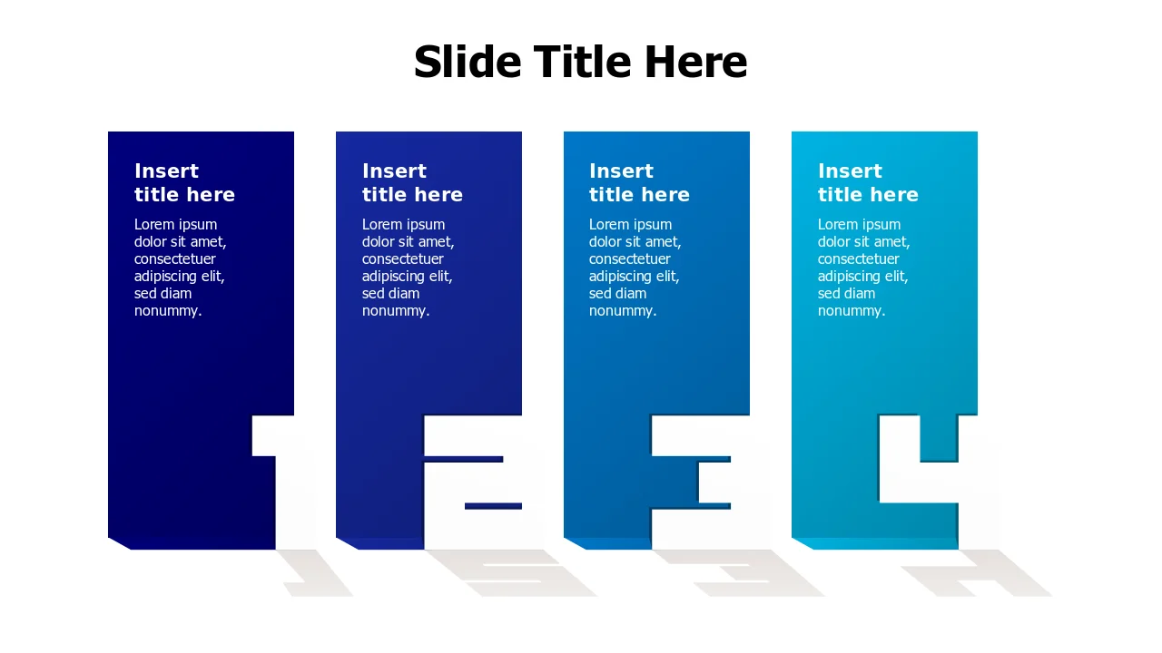 Four Section 3D Number Blocks Layout | 3D | PPT Design