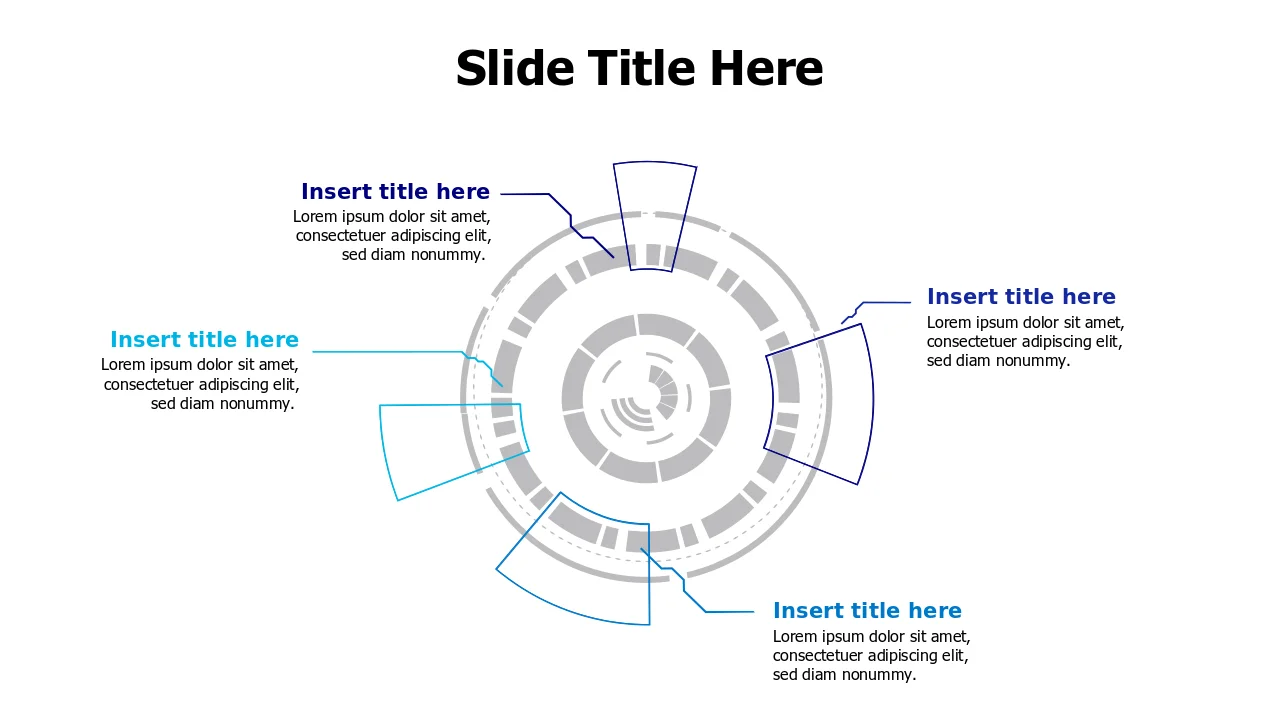 Four Point Tech Circle Branching Infographic | PPT Design