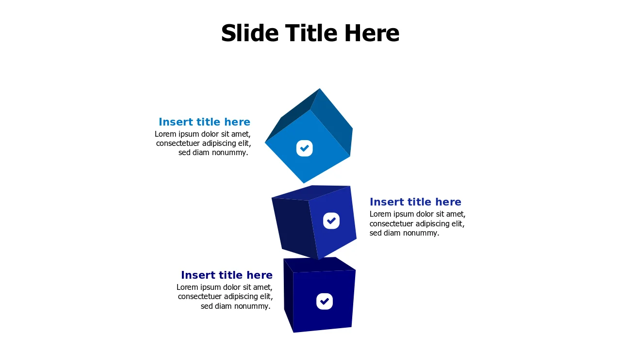 Three Step Process 3D Cube Stack | 3D | PPT Design