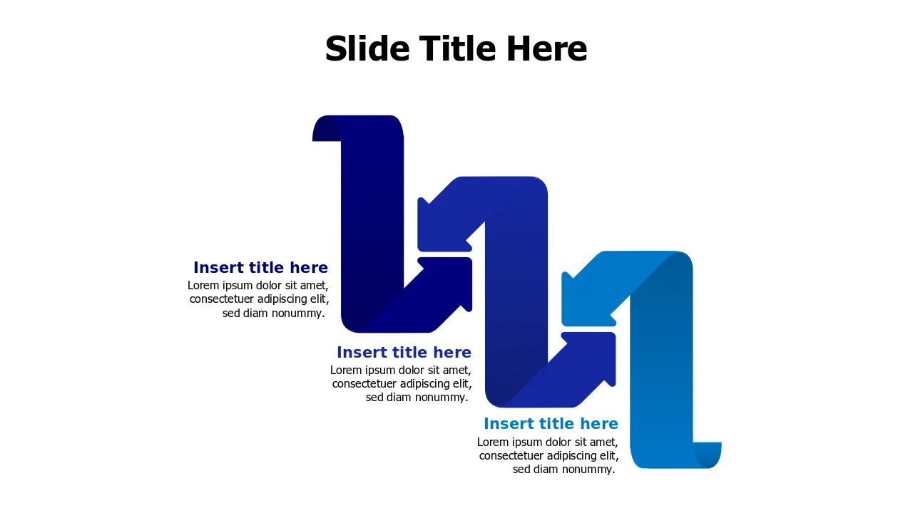 Three Step Blue Gradient Arrow Process | Arrows | PPT Design