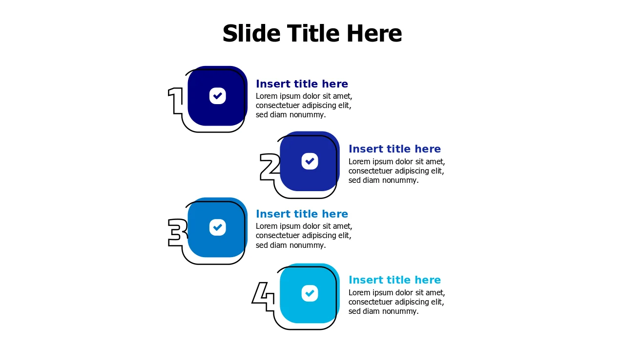 4-Step Rounded Process Block Layout | Numbering | PPT Design