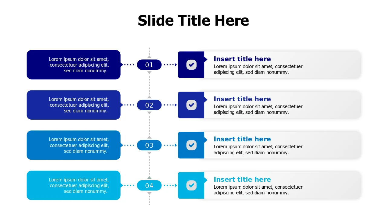 Four Stage Process Timeline Checklist Layout | PPT Design