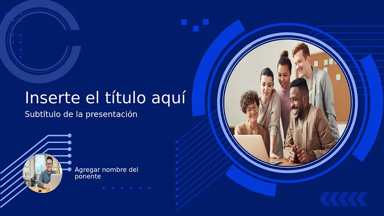 Tema de Portada con Marco Circular de Tecnología Azul