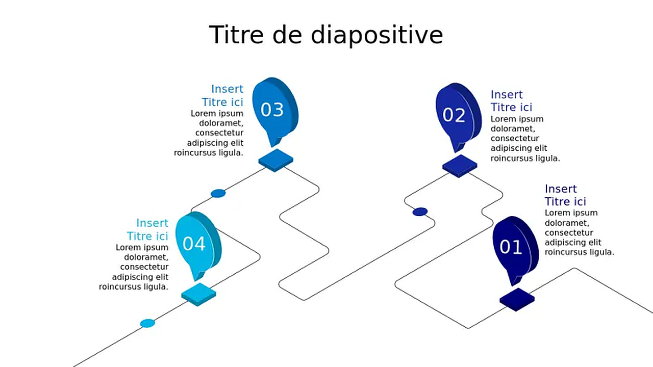 Feuille de route en 4 étapes avec épingles de â€¦ | PPT Design