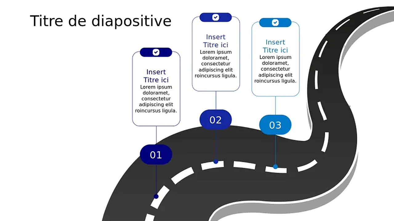 Modèle de Voyage Route Courbée en Trois Étapes | PPT Design