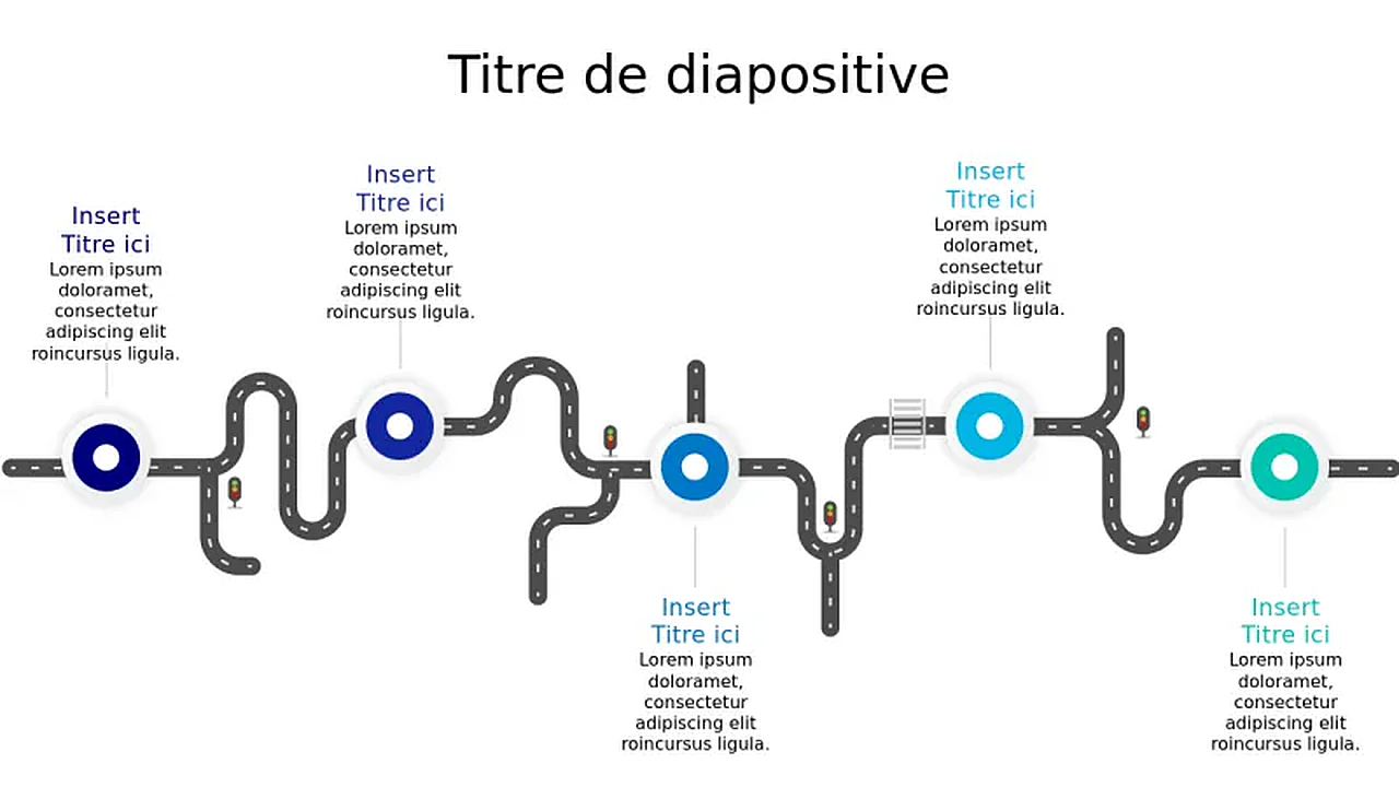Modèle de Feuille de Route en 5 Étapes sur un â€¦ | PPT Design