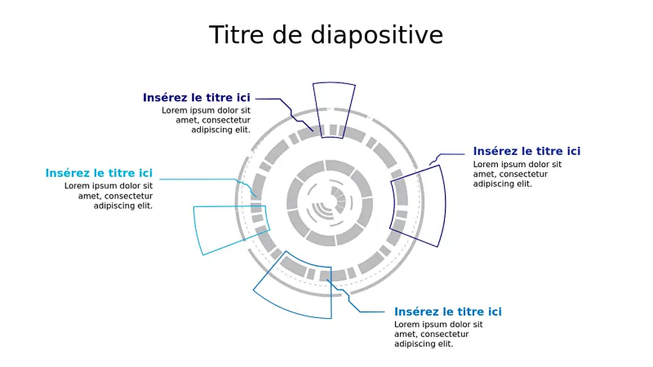 Powerpoint Graphique Rond Infographie Circulaire Technologique à Quatre … | PPT Design