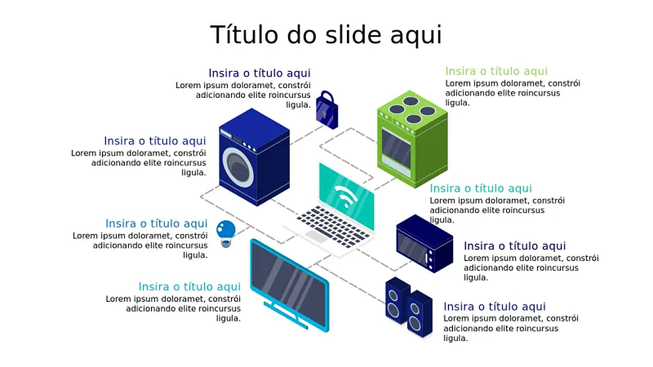 Layout Inteligente Layout Isométrico de Dispositivos IoT para Cas… | PPT Design