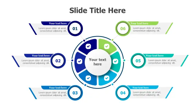 Six Point Circular Process Diagram | Branching | PPT Design