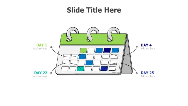 Monthly Calendar Four Days Highlight Template | PPT Design