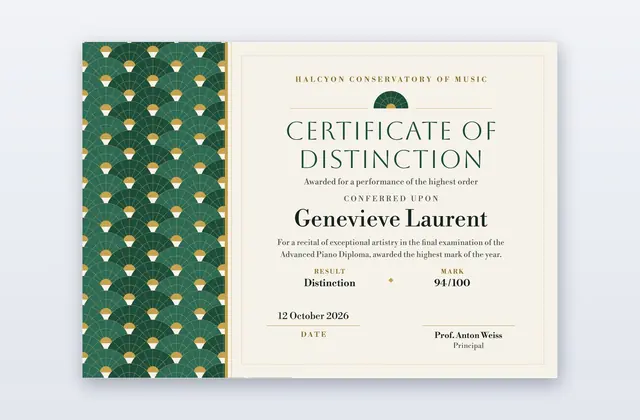 Eventail – Certificado de distinción con abanicos