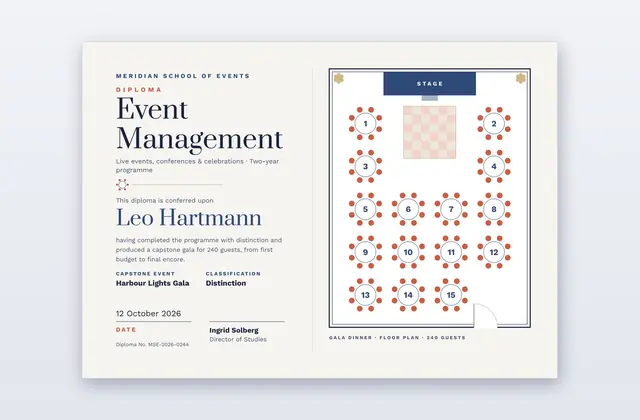 Table Plan Event Management Diploma | PPT-Design